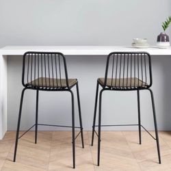Set Of Two Counter Height Metal Barstools 