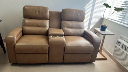 Leather Recliner Loveseat with Center Console
