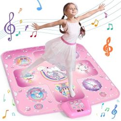 GirlsHome Dance Mat - Unicorn Toys for Girls Rhythm Step Play mat, Electronic Dance Pad with 5 Game Modes, Built-in Music, Touch Sensitive Light Up LE