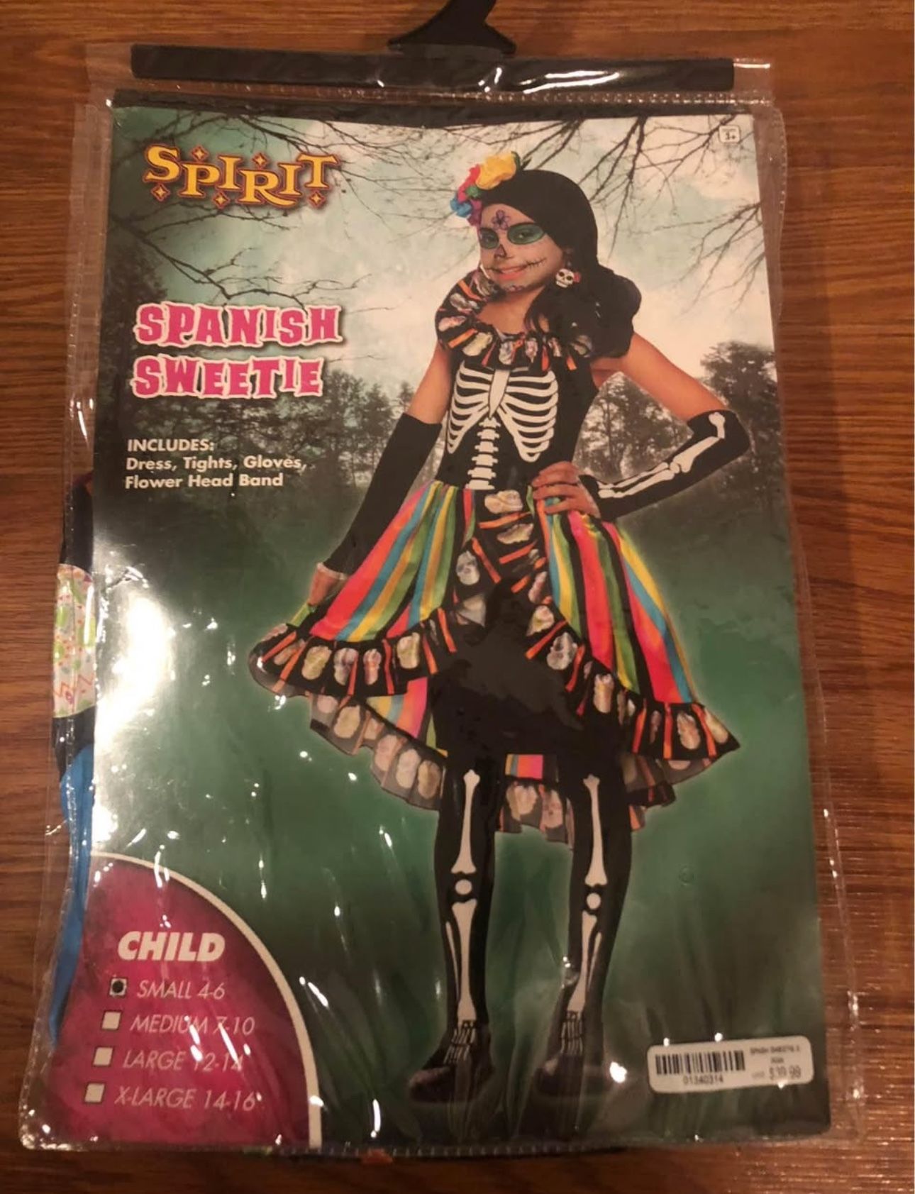 Halloween costume spanish sweetie kids size small 4-6 day of the dead