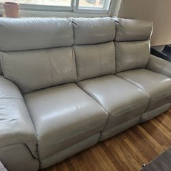 Leather Sofa W/ Dual Recliners 