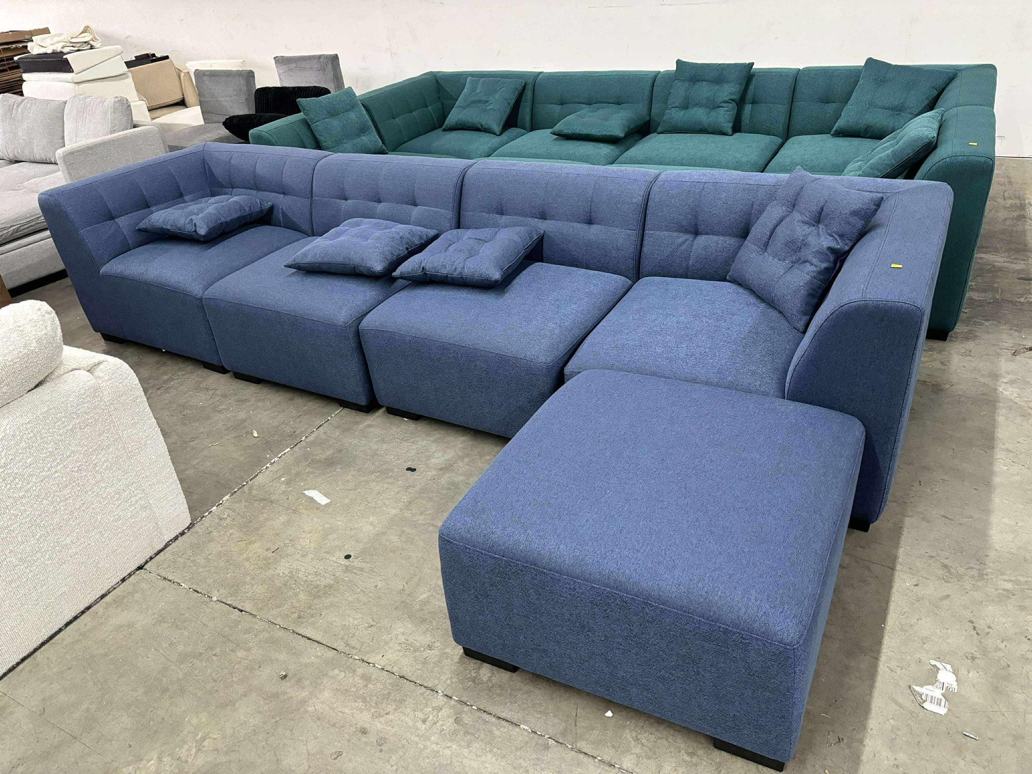 Sectional Sofa with Movable Ottoman,DIY Combination Sofa Furniture,Convertible Sectional Sofa Couch Living Room