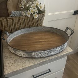 Beautiful Metal And Wood Tray $20