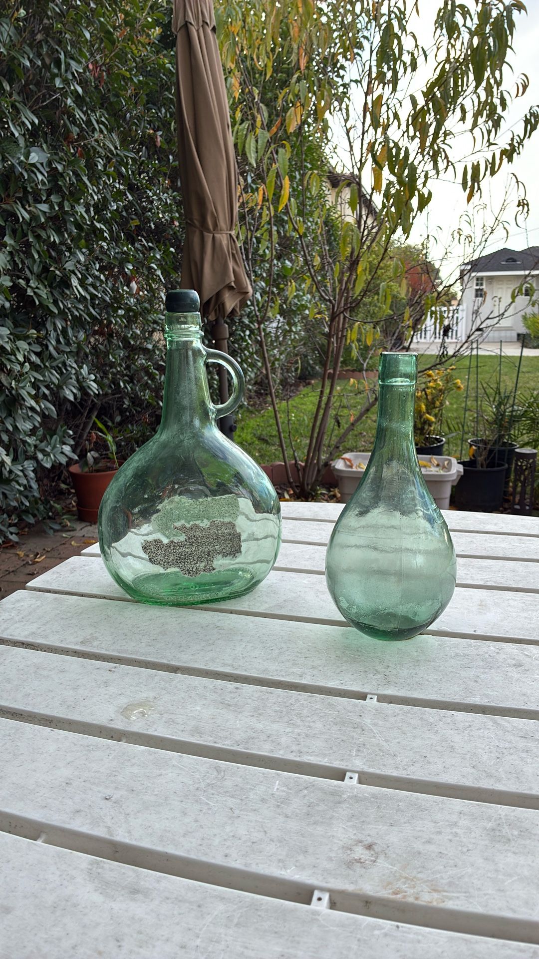 Vintage Almaden Vineyards Green Glass One Gallon Wine Bottles