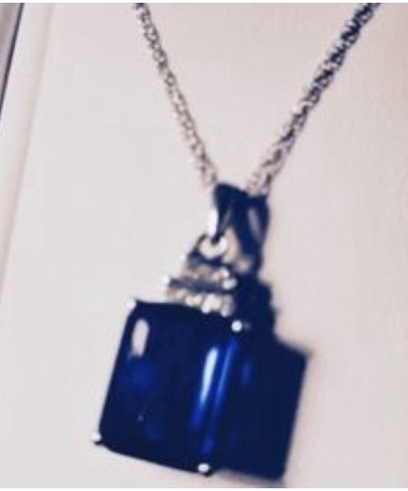 Blue And White Sapphire And Sterling, Silver Necklace, Earrings, And Ring Set