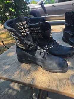 STUDDED leather boots size 12
