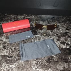 Cartier Sunglasses Brown Lenses Gold Frame authentic 