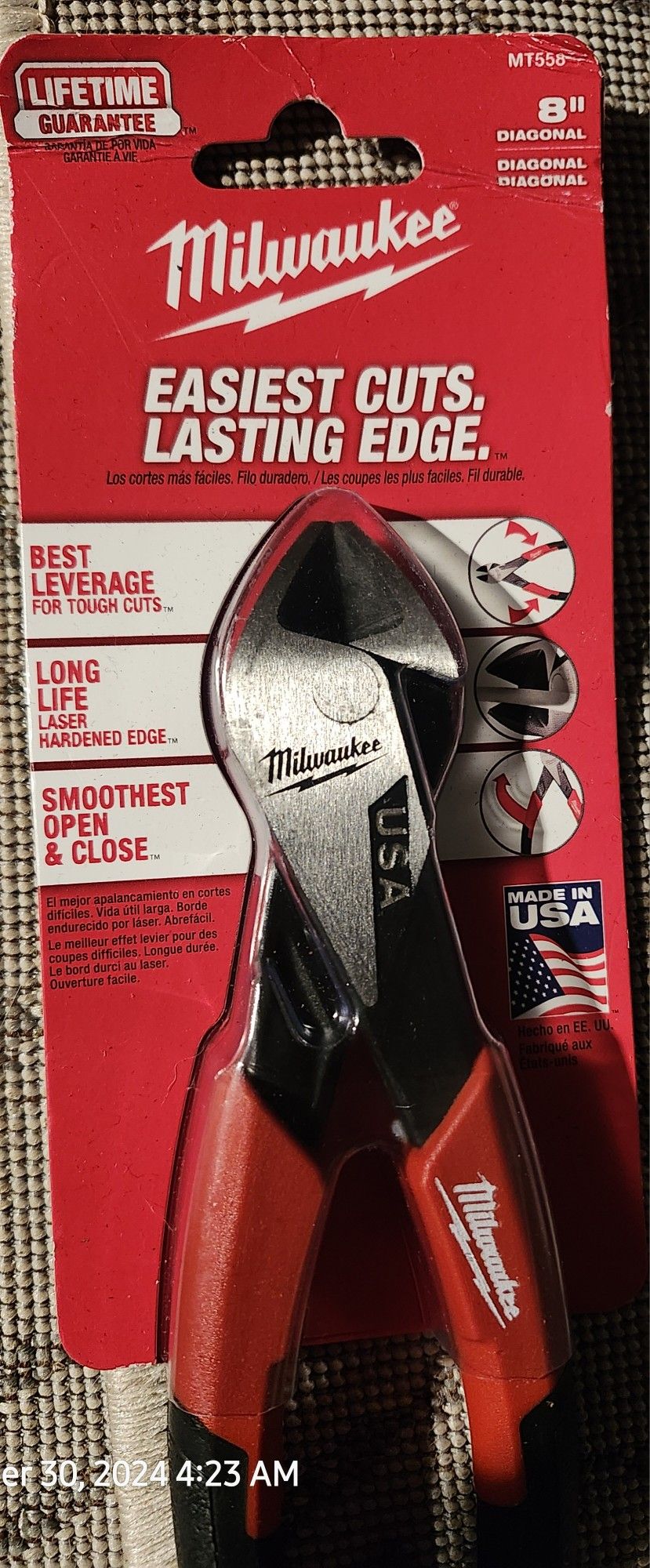 MT558 Milwaukee Comfort Grip Diagonal Cutting Pliers
