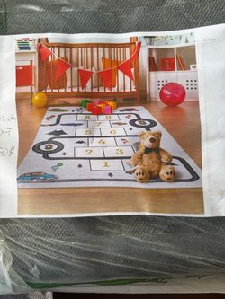 New! Kids Cotton Play Rug with Road and Numbers