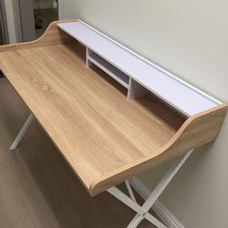 Modern Faux Wood Computer Desk, Oak
