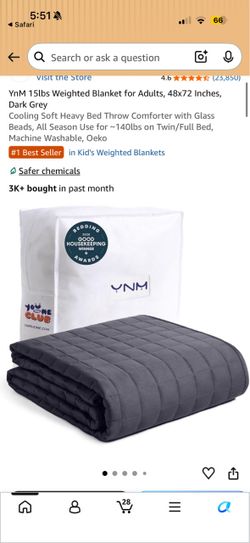 YnM 15lbs Weighted Blanket Dark Grey 48x72