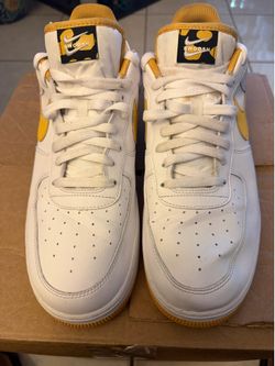 Nike Air Force 1 White Yellow Swoosh Sneakers