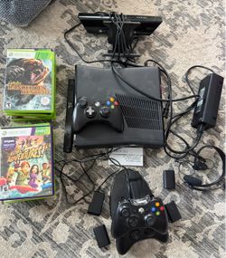 Xbox 360 Console Bundle, 3 Controllers, Sensor Bar, Charger, Headset, 12 games, Stand, etc!