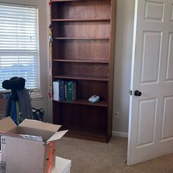 Tall Wood Bookcase 6 Shelves $25