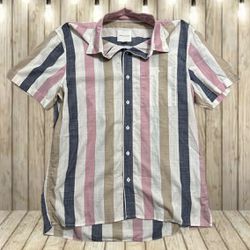 American Eagle Outfitters NWOT Striped Button Down Women’s Shirt Med Pink Blue