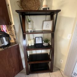 5 Glass Top/ Wood Base Shelving Unit