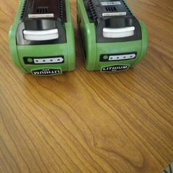 2 - 40V 2500mAh Replacement Lithium Battery For Greenworks