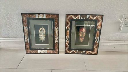 African tribal mask framed set of 2 both $20