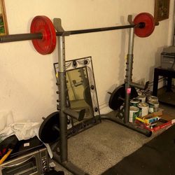 Squat Rack , Bar And Weights set 