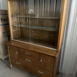 Vintage 1956 Drexel Walnut China Cabinet