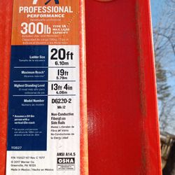 Werner 20 Ft 300 Lbs Capacity Extension Fiberglass Ladder Type IA Or Trade For Meatal Roofing