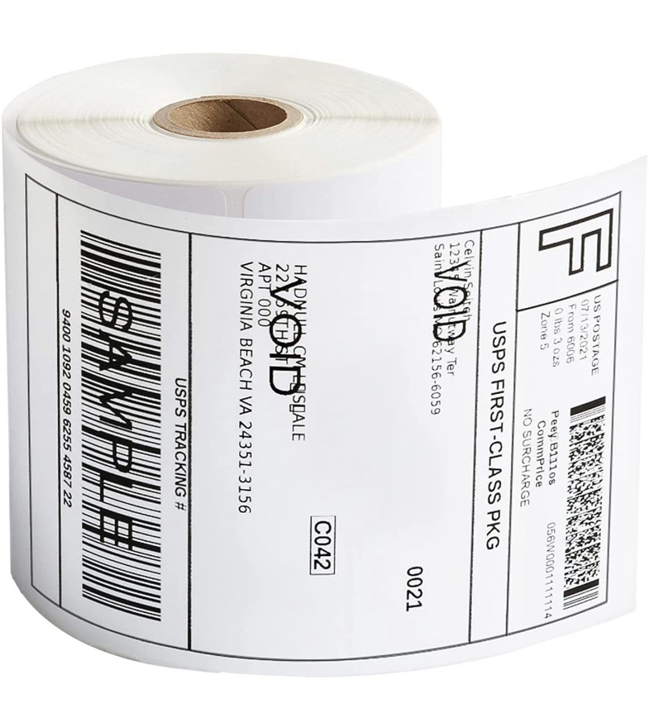 4"x 6" Direct Thermal Shipping Labels, 1" Core, Perforated, 250 Labels