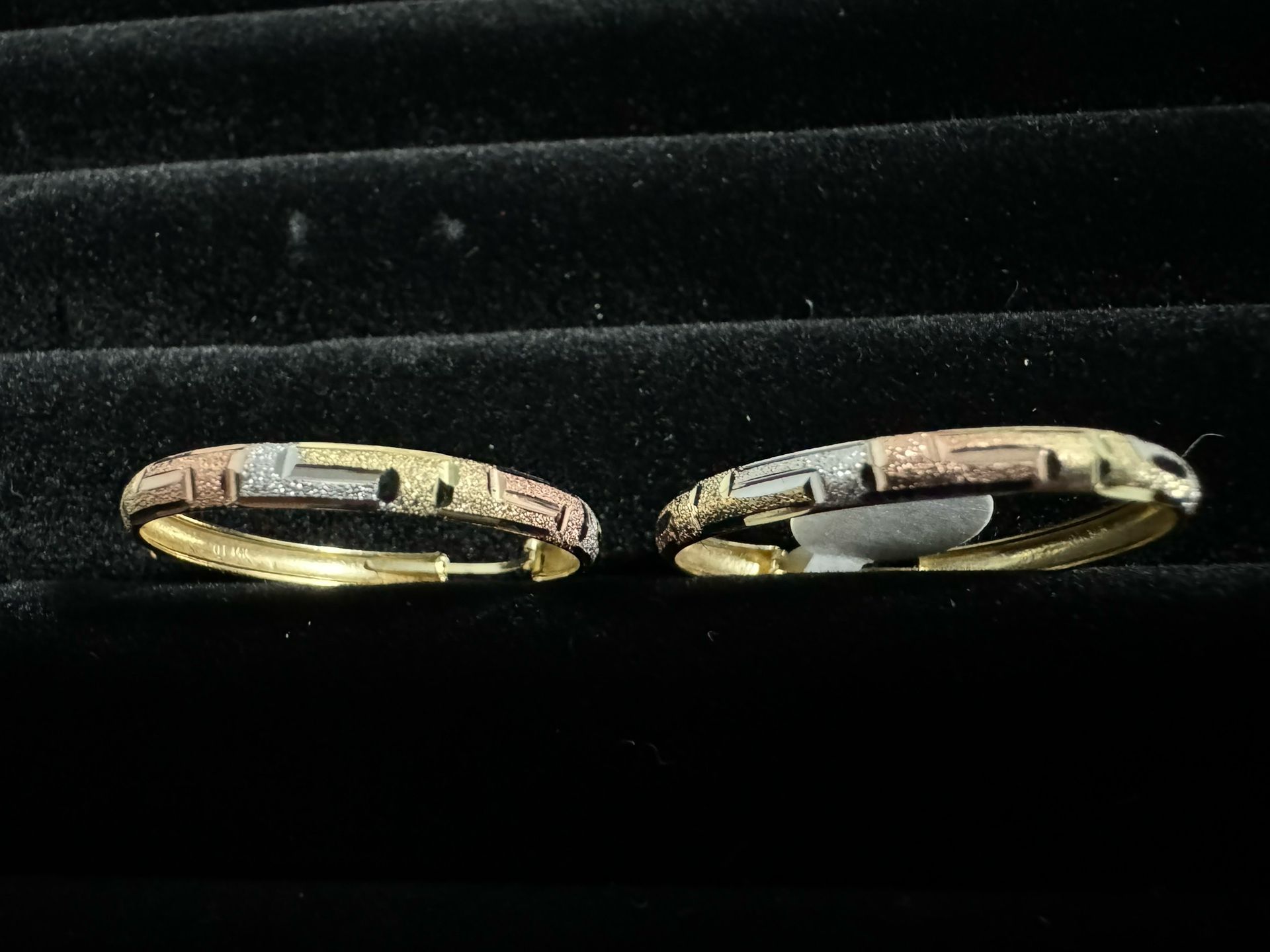 14 K Greek Key Textured Hoop Earrings