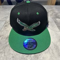 NWT Kipa Throwback Philadelphia Eagles Black/ Kelly Green SnapBack Hat Cap