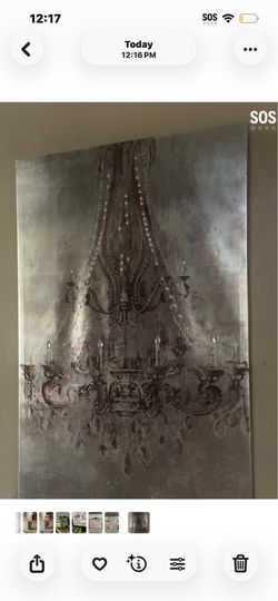 Elegant jeweled chandelier canvas wall art