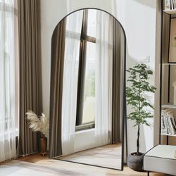 New Black Arched Full Length Mirror with Stand
