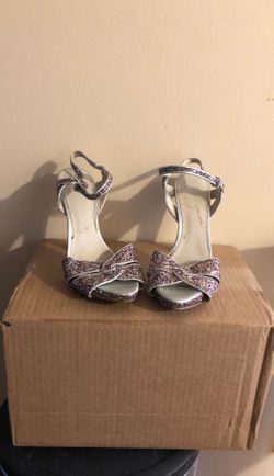 Glitter high heel open toe sandals