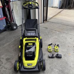 RYOBI ONE+ HP 18V Brushless 20 in. Cordless Battery Walk Behind Self-Propelled Lawn Mower w/ (2) 4.0 Ah Batteries and Chargers 