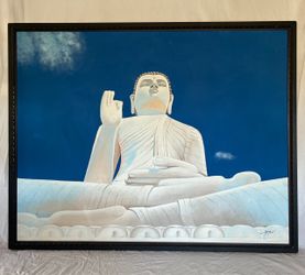 Large Original Painting - Buddha Statue Sri Lanka - Frame 39x49”
