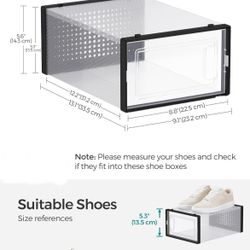 SONGMICS Shoe Storage Organizers Stackable Clear Plastic Boxes Set of 10 - Black