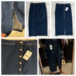 Free People Of Denim Button Fly Skirt, Size 2