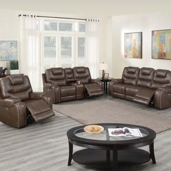 New Reclining Couch  / Love Seat .  Brown Gel Leatherette .  Free Delivery !