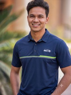 Seattle Seahawks Polo Shirt Mens Blue Nike Dri-Fit Onfield Golf Colordry NFL Seattle Seahawks Size Large