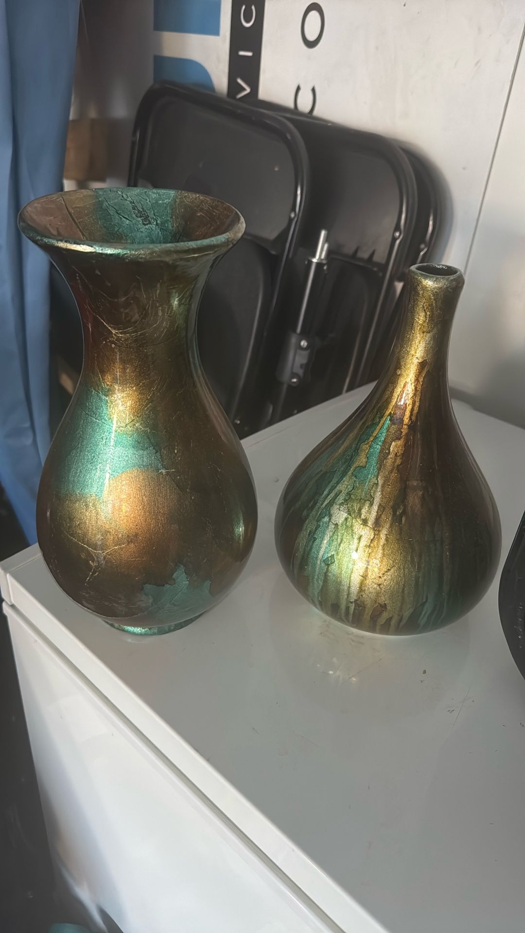 Two Vases Gold And Blue