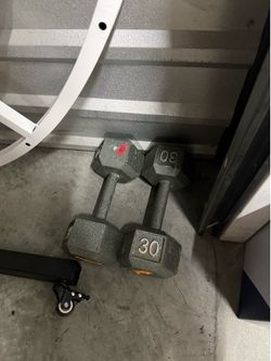 ⁠Pair of 30lb Cast Iron Hex Dumbbells (60lbs Total)