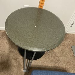 Blue Accent Chair And Round Table