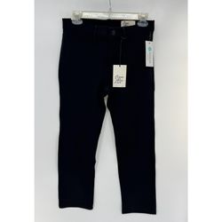 Cosmic Blue Love Womens Chino Pants Black Stretch Mid Rise Straight Leg 27 NWT
