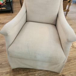 Two USA Made White Swivel Chairs