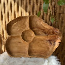 Large Wood Charcuterie Board Appetizer Platter Hors D’Oeuvre Tray Divided Section Rustic Serving 