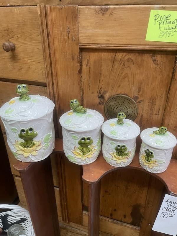 Vintage 1970s Frog Canisters Kitchen Canister Home Decor Set Of Four