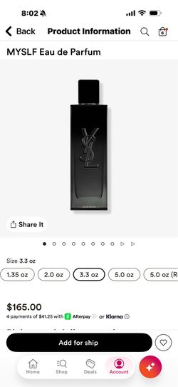 Brand NEW YSL Men’s Fragrance $150.00