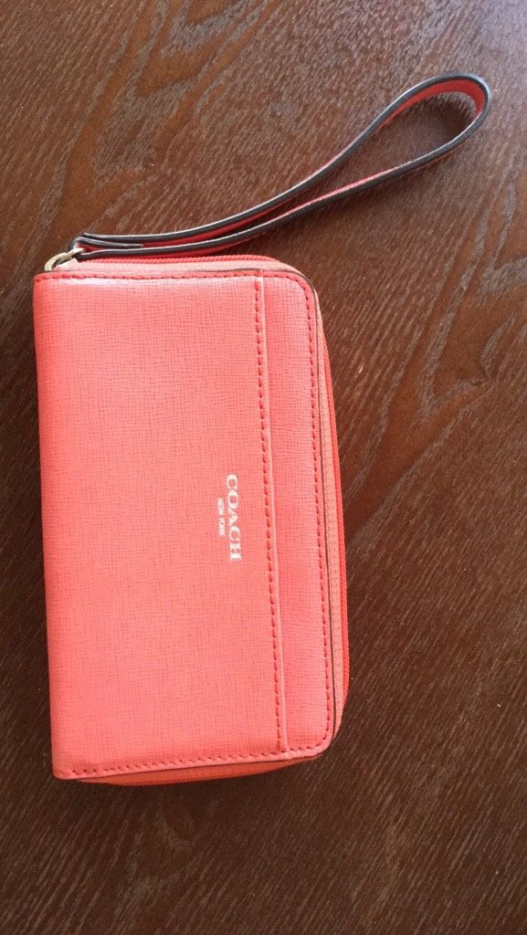 Pink leather Coach wristlet / wallet