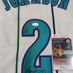 Larry Johnson Signed Autographed Jersey JSA COA Charlotte Hornets Custom