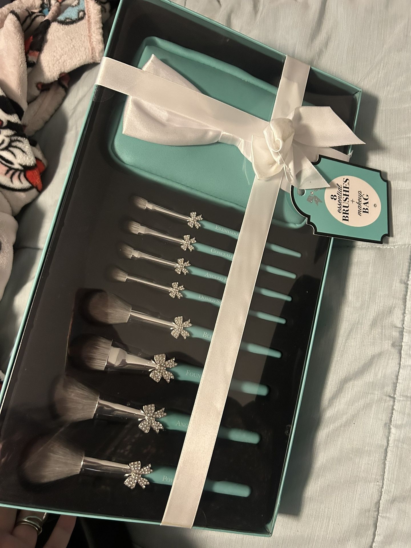 Makeup Brushes With Rhinestone Bows Set