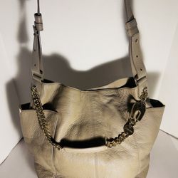 Authentic Jimmy Choo large sand/ grayish colored leather  tote