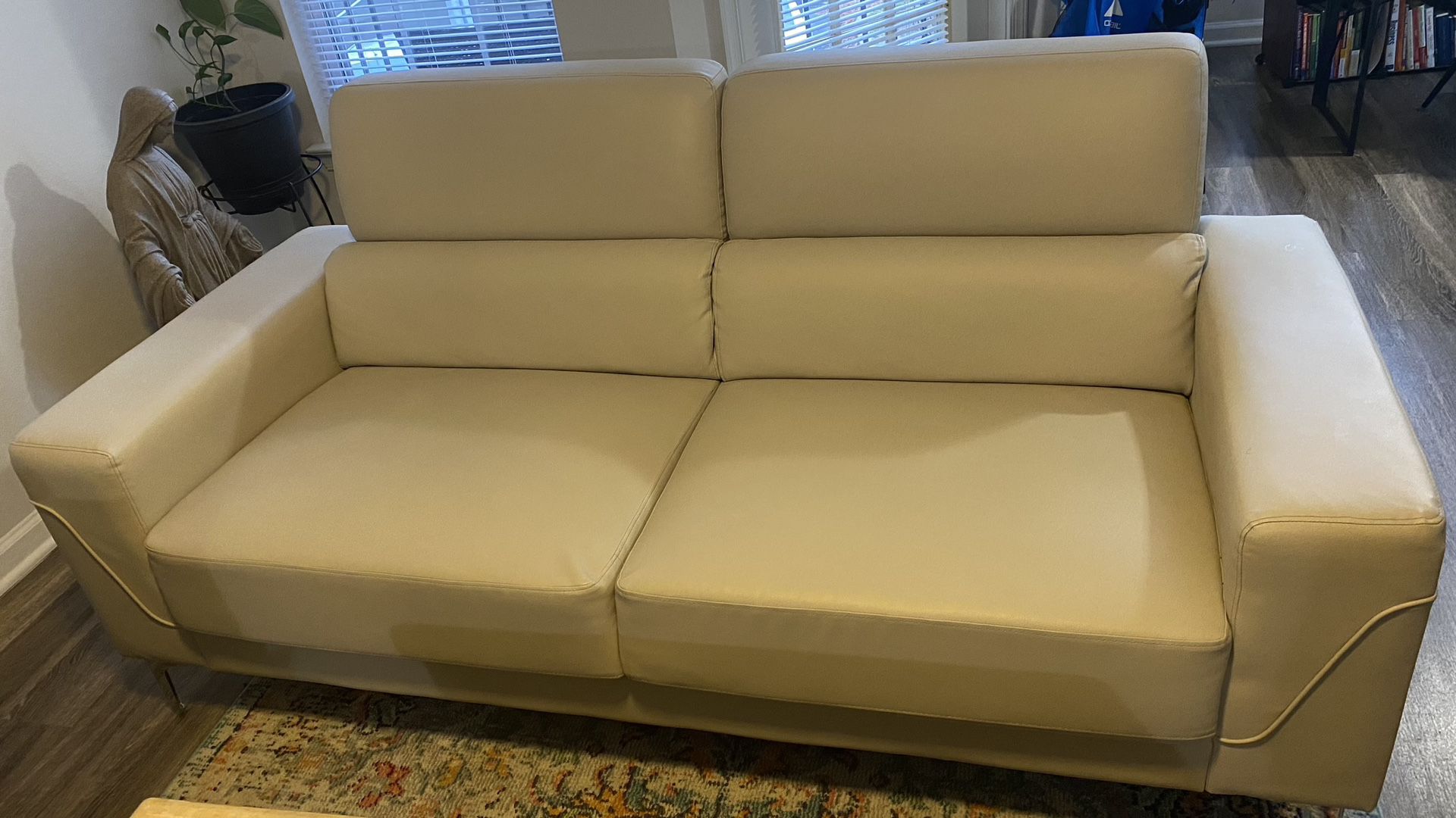 Beige Colored Leather Couch/ Loveseat Leather Couch/ Leather Couch 